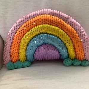 Rainbow Pom Pom pillow